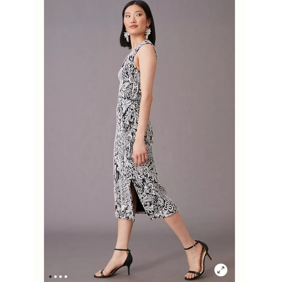 Anthropologie Jacquard Cut-Out Midi Dress Size L - Picture 5 of 6